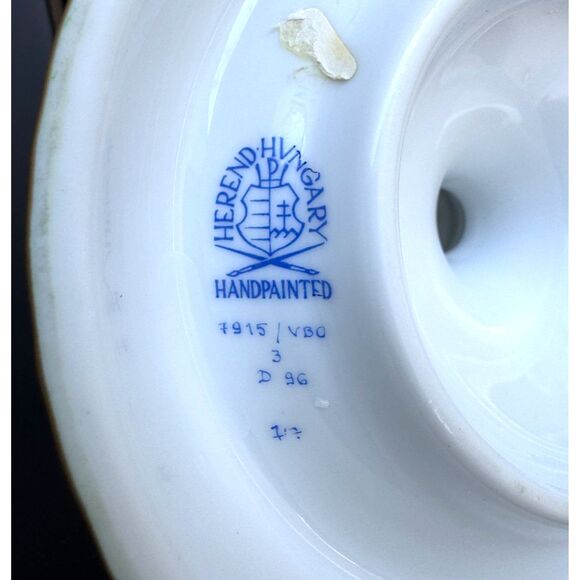 Herend Queen Victoria Green Border Floral Butterfly Single Candlestick SZ 6" VBO - Picture 8 of 16